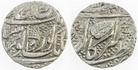 SIKH EMPIRE: AR rupee (11.00g), Kashmir, DM, KM-46.8, Herrli-06.15.04, flag in obverse center, date off flan (known dated VS1881-1883), bold EF, R. 
...