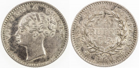 BRITISH INDIA: Victoria, Queen, 1837-1876, AR ¼ rupee, 1840 (b), KM-453.1, 19 berries on the reverse, Unc.
Estimate: USD 80 - 110