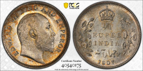BRITISH INDIA: Edward VII, 1901-1910, AR ¼ rupee, 1907(c), KM-506, S&W-7.86, a lovely example! PCGS graded MS64.
Estimate: USD 60 - 80