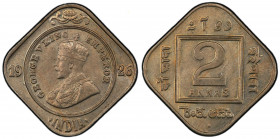BRITISH INDIA: George V, 1910-1936, 2 annas, 1926(b), KM-516, S&W-8.246, Prid-899, a superb example! PCGS graded MS64.
Estimate: USD 100 - 150