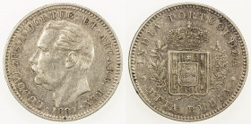 PORTUGUESE INDIA: Luiz I, 1861-1889, AR ½ rupia, 1881, KM-311, two-year type (for business strikes), VF-EF.
Estimate: USD 60 - 90