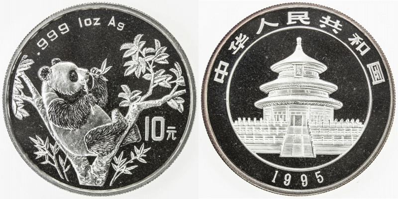 CHINA (PEOPLE'S REPUBLIC): AR 10 yuan, 1995, KM-732.2, one troy ounce pure silve...