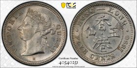 HONG KONG: Victoria, 1840-1901, AR 5 cents, 1890-H, KM-5, environmental damage, PCGS graded Unc details.
Estimate: USD 40 - 60