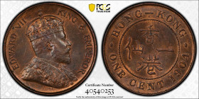 HONG KONG: Edward VII, 1901-1910, AE cent, 1904-H, KM-11, PCGS graded MS63 BN.
Estimate: USD 50 - 75