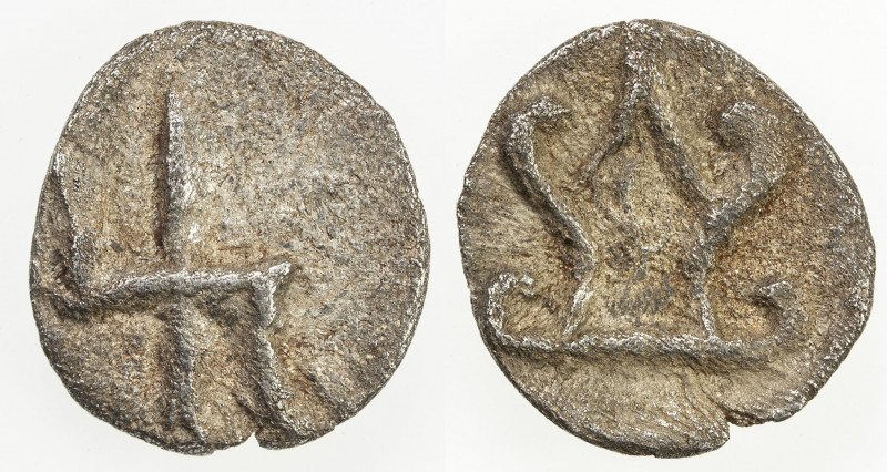 KYAIKTO: probably 5th century, AR 1/20 unit (0.37g), Mahlo-18, strange symbol, c...