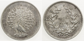 BURMA: Mindon, 1853-1878, AR kyat (rupee), CS1214 (1852/53), KM-10, VF-EF.
Estimate: USD 50 - 75