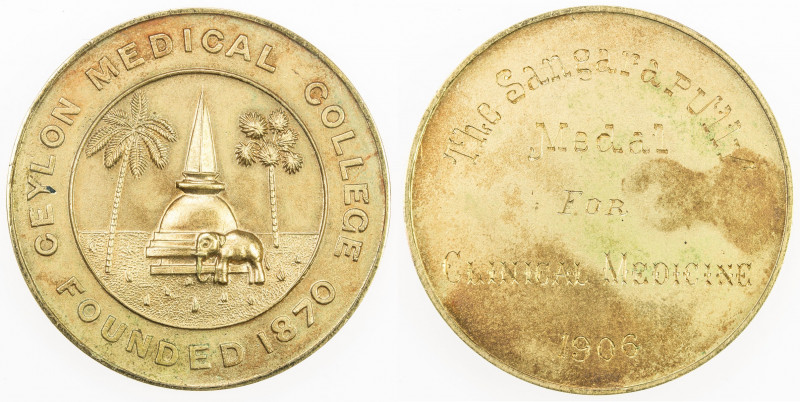 CEYLON: gilt medal (26.12g), 1906, 42mm, the Sangarapully Medal for Clinical Med...