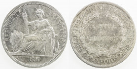 FRENCH INDOCHINA: AR piastre, 1889-A, KM-5, Paris mint, light surface hairlines, EF-AU.
Estimate: USD 50 - 75
