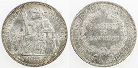 FRENCH INDOCHINA: AR piastre, 1925-A, KM-5a.1, Paris mint, light surface hairlines, AU.
Estimate: USD 60 - 80