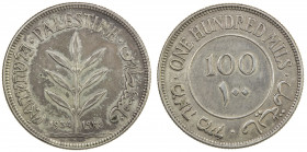 PALESTINE: British Mandate, AR 100 mils, 1934, KM-7, key date, EF.
Estimate: USD 100 - 150