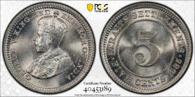 STRAITS SETTLEMENTS: George V, 1910-1936, AR 5 cents, 1935, KM-36, a fantastic quality example! PCGS graded MS66.
Estimate: USD 100 - 150
