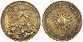 FRANCE: Louis XV, 1715-1774, AE medal (114.59g), ND (1723), Nocq-70, 73mm, commemorating the founding of the Order of St. Michael of Bavaria, made by ...