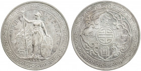 GREAT BRITAIN: AR trade dollar, 1908-B, KM-T5, lightly toned with toning blotch on reverse, Choice EF.
Estimate: USD 100 - 200
