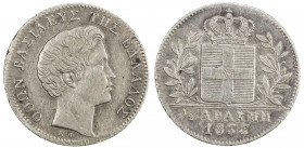 GREECE: Othon, 1832-1862, AR ½ drachma, 1833, KM-19, well struck, with some mint luster, EF.
Estimate: USD 120 - 170