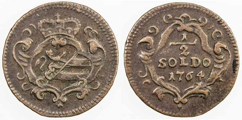 GORIZIA: Maria Theresa, 1740-1780, AE ½ soldo, 1764, KM-10, well struck, VF, ex ...
