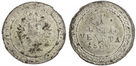 VENICE: Francesco II s'Absburgo-Lorena, 1798-1805, AR lira, 1802, KM-790, some luster, a few spots, small edge defect, one-year type, EF, ex Wolfgang ...