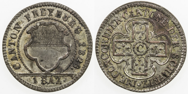 FREIBURG: AR batzen, 1828, KM-83, DT-113b, EF.
Estimate: USD 50 - 75