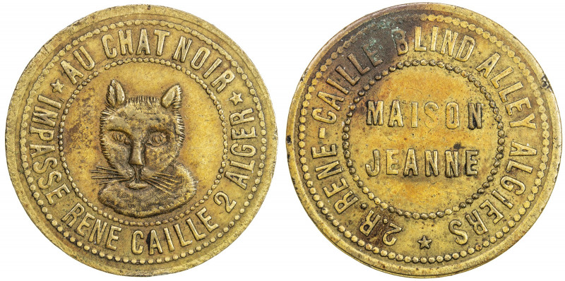 ALGERIA: French Colony, brass brothel token (4.60g), ND, Lec-191, 29mm, facing h...