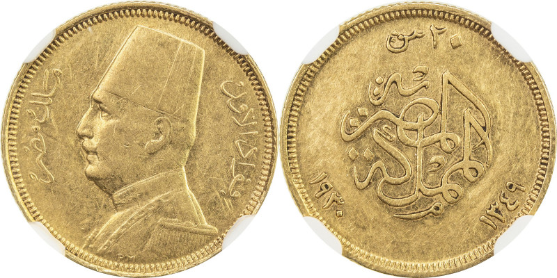 EGYPT: Fuad I, as King, 1922-1936, AV 20 piastres, 1930/AH1349, KM-351, NGC grad...