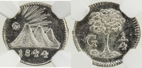 CENTRAL AMERICAN REPUBLIC: AR ¼ real, 1844-G, KM-1, gorgeous luster, NGC graded MS65.
Estimate: USD 75 - 100