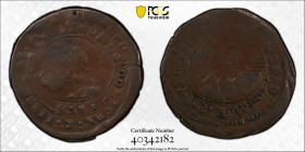 HONDURAS: Republic, AE 4 reales, 1857-T, KM-20d, Provisional issue from the State of Honduras, double struck mint error, PCGS graded F15.
Estimate: U...