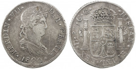 MEXICO: Fernando VII, 1808-1821, AR 8 reales, 1820-D, KM-111.2, Calbeto-81, assayer CG, Durango, a few faint scratches, well struck, VF, S. 
Estimate...