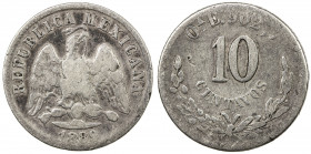 MEXICO: Republic, AR 10 centavos, 1889-Oa, KM-403.8, assayer E, better date, Very Good, R. 
Estimate: USD 100 - 150