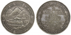 PERU: Republic, AR medal (69.48g), 1870, Fonrobert-9200, Moyaux-432, Goepfert & de la Puente pg. 49, 50mm silver medal for the Inauguration of the Tra...