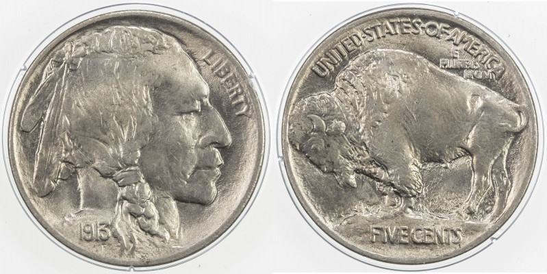 UNITED STATES: 5 cents, 1913, PCGS graded MS64, Buffalo type I, in OGH PCGS "rat...