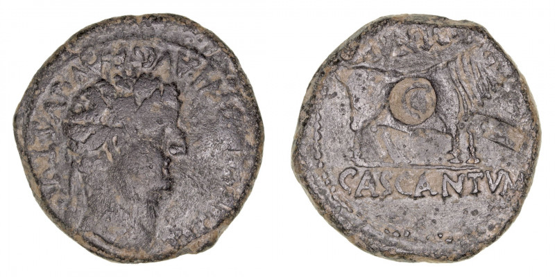 Monedas de la Hispania Antigua
Cascantum, Cascante (Navarra)
As. AE. A/Cabeza ...