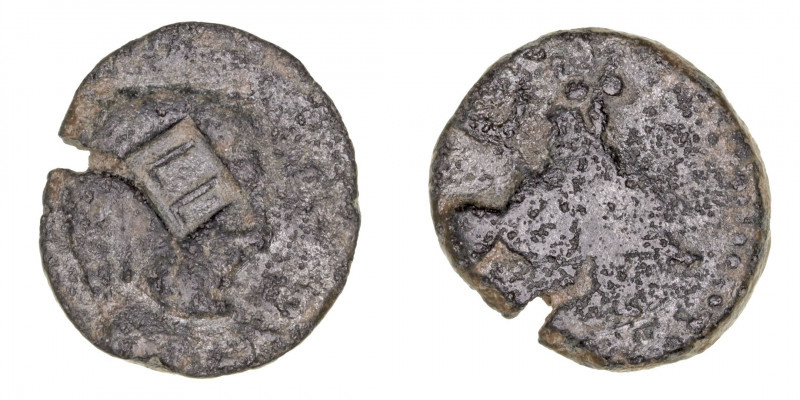 Monedas de la Hispania Antigua
Obulco, Porcuna (Jaén)
Semis. AE. Resello L L e...