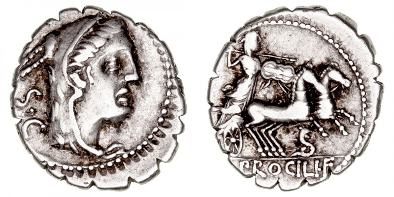 República Romana
Procilia
Denario. AR. Sur de Italia. (80 a.C.). A/Cabeza de J...