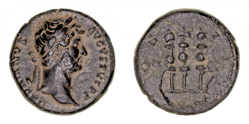 Imperio Romano
Adriano
Cuadrante. AE. (117-138). R/(COS. III) S.C. Estandartes...