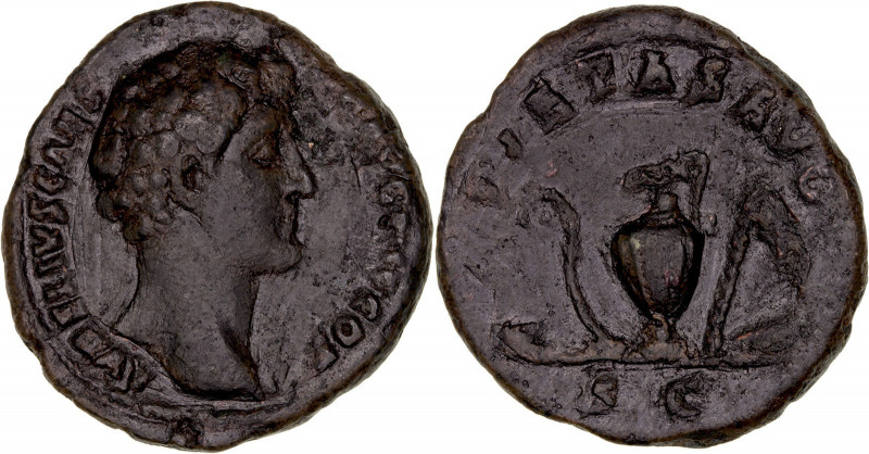 Imperio Romano
Marco Aurelio
As. AE. (161-180). R/PIETAS AVG. S.C. Útiles de s...