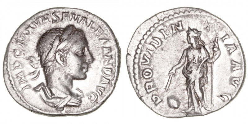 Imperio Romano
Alejandro Severo
Denario. AR. (222-235). R/PROVIDENTIA AVG. Pro...