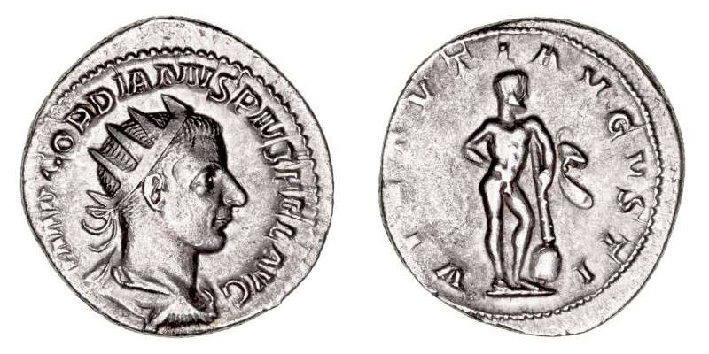 Imperio Romano
Gordiano III
Antoniniano. AR. (238-244). R/VIRTVTI AVGVSTI. 4.1...