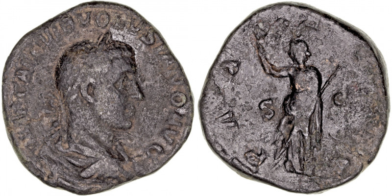 Imperio Romano
Volusiano
Sestercio. AE. Roma. (251-253). R/(PAX AVG. S.C.). Pa...