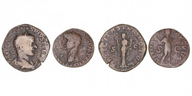 Imperio Romano
Lotes de Conjunto
Lote de 2 monedas. AE. Claudio as y Gordiano III sestercio. BC a BC-.