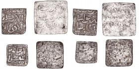 Monedas Árabes
Imperio Almohade
Lote de 4 monedas. 1/4 Dírhem, 1/2 Dírhem (2) y Dírhem. BC a MC.