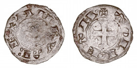 Monedas Medievales
Corona Castellano Leonesa
Alfonso I de Aragón
Dinero. VE. Toledo. Con ley. +TOLLETA·. 1.47g. AB.25.4. MBC.