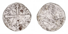 Monedas Medievales
Corona Castellano Leonesa
Alfonso IX
Dinero. VE. Santiago de Compostela. Con (SI) superpuestas delante del león. 0.66g. AB.130.2...