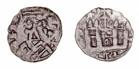 Monedas Medievales
Corona Castellano Leonesa
Alfonso VIII
Dinero. VE. Marca de ceca estrella. Con estrella a la izq. de la cruz. 0.68g. (AB.-). Esc...