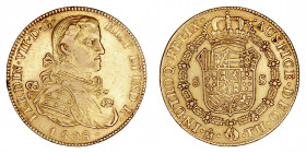 Monarquía Española
Fernando VII
8 Escudos. AV. México TH. 1808. Busto imaginario. 26.98g. Cal.1656. Ligero golpecito en listel. (MBC+).