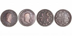 Monarquía Española
Fernando VII
8 Maravedís. AE. Jubia. 1820. Lote de 2 monedas. Cal.200 (2019). BC-.