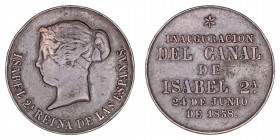 Monarquía Española
Isabel II
Medalla. AE. Inauguración del Canal de Isabel II, 24 Junio 1858. 6.90g. 23.00mm. RAH.624. (MBC-).