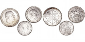 La Peseta
Francisco Franco
Lote de 3 monedas. AR/CuNi. 25 Pesetas y 50 Pesetas 1957 *71 y 100 Pesetas 1966 *19-70. EBC+ a MBC+.