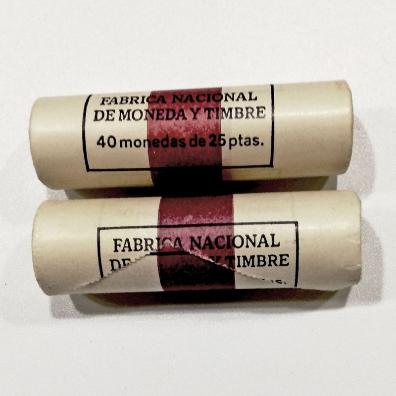La Peseta
Juan Carlos I
25 Pesetas. Cuproníquel. Cartucho FNMT. Lote de 2 cart...