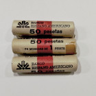 La Peseta
Juan Carlos I
Peseta. Aluminio. 1982. Lote de 3 cartuchos del Banco Hispano Americano (contiene 50 monedas cada uno). (SC a SC-).