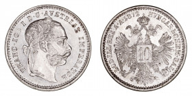 Monedas Extranjeras
Austria Francisco José I
10 Kreuzer. AR. 1872. 1.76g. KM.2206. Rayita sobre valor, conserva brillo original. (SC/SC-).