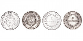 Monedas Extranjeras
Costa Rica
Lote de 2 monedas. CuNi. 2 Colones 1948 y 1954. KM.183 y 187.1. MBC+ a MBC.